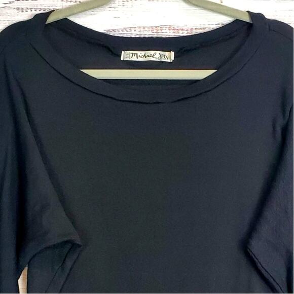 Michael Stars Black Silk Cotton Cashmere Sweater OS Dolman Sleeve Dark Academia - Picture 3 of 10